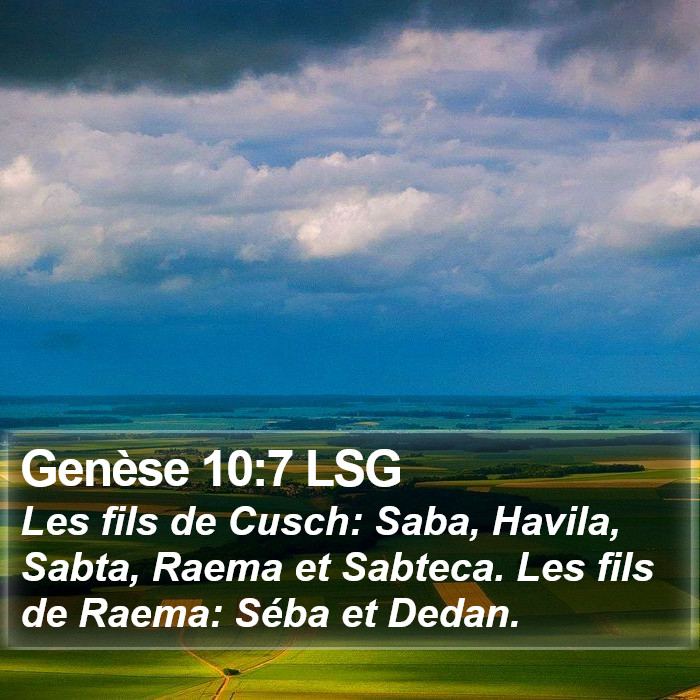 Genèse 10:7 LSG Bible Study