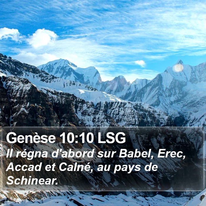 Genèse 10:10 LSG Bible Study