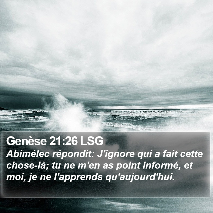 Genèse 21:26 LSG Bible Study