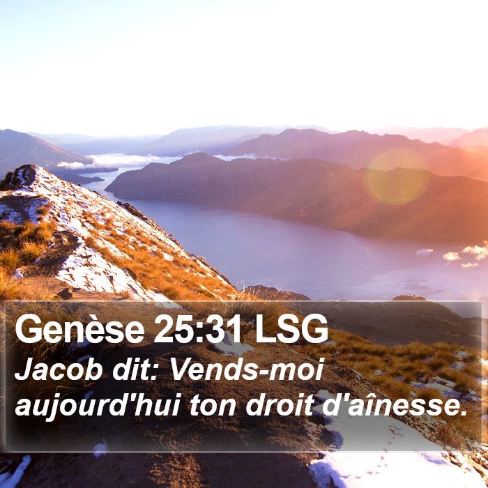 Genèse 25:31 LSG Bible Study