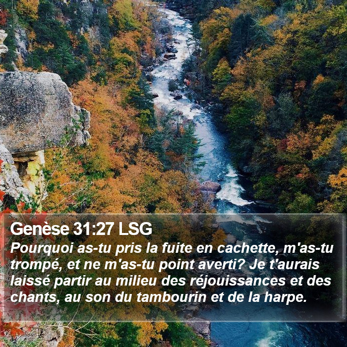 Genèse 31:27 LSG Bible Study