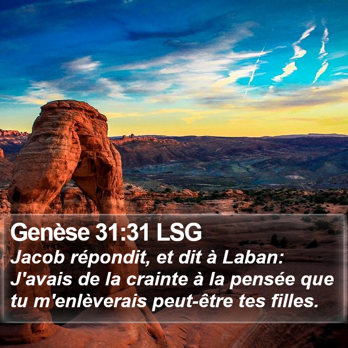 Genèse 31:31 LSG Bible Study