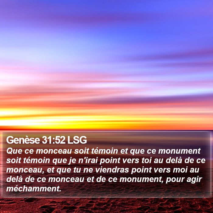 Genèse 31:52 LSG Bible Study