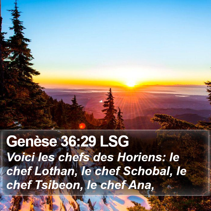 Genèse 36:29 LSG Bible Study