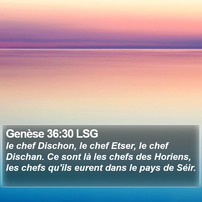 Genèse 36:30 LSG Bible Study