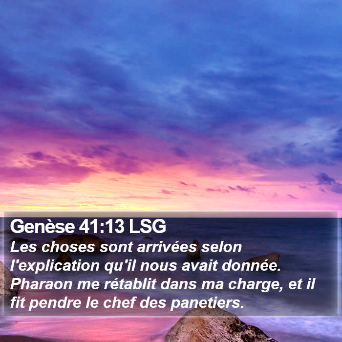 Genèse 41:13 LSG Bible Study