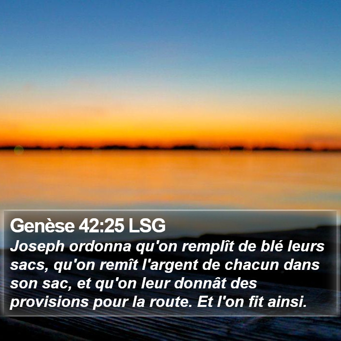 Genèse 42:25 LSG Bible Study