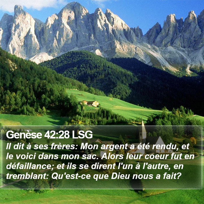 Genèse 42:28 LSG Bible Study