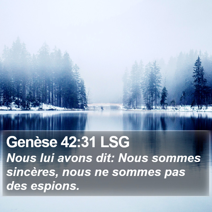 Genèse 42:31 LSG Bible Study