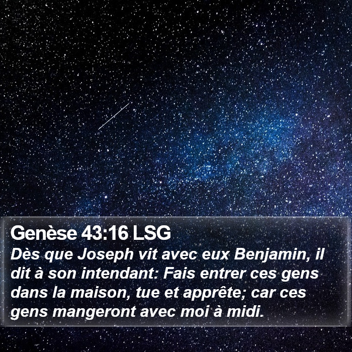 Genèse 43:16 LSG Bible Study