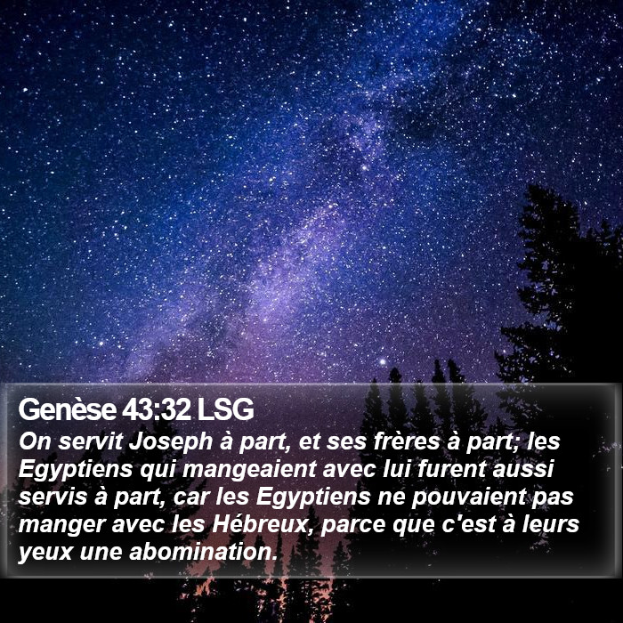 Genèse 43:32 LSG Bible Study