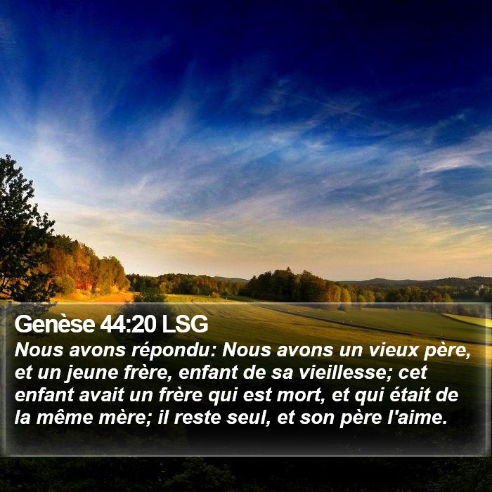 Genèse 44:20 LSG Bible Study