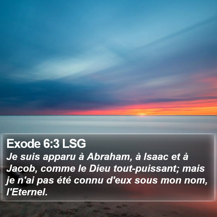 Exode 6:3 LSG Bible Study