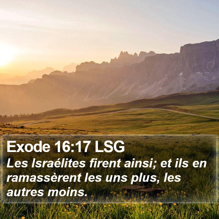 Exode 16:17 LSG Bible Study