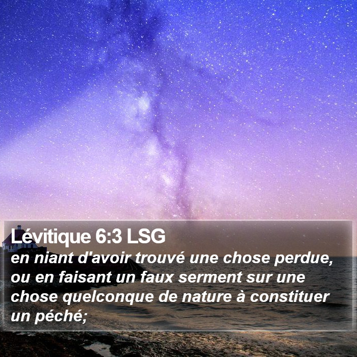 Lévitique 6:3 LSG Bible Study