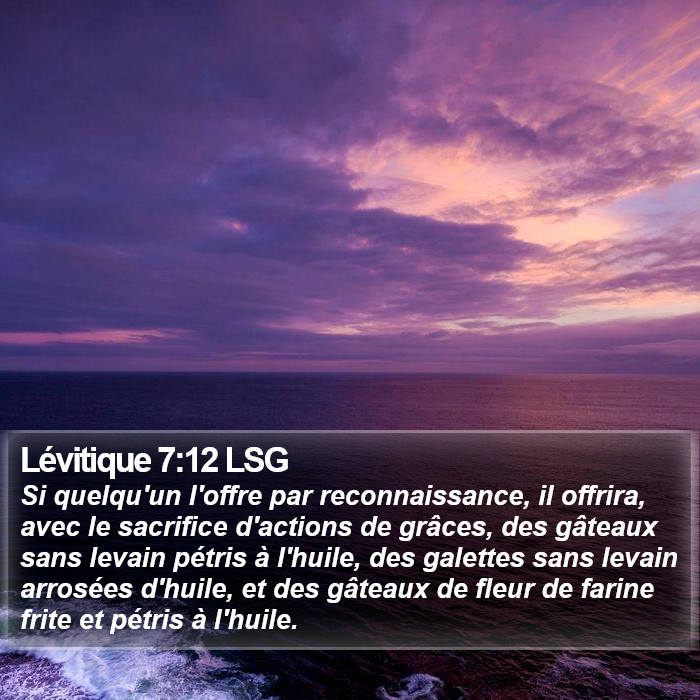 Lévitique 7:12 LSG Bible Study