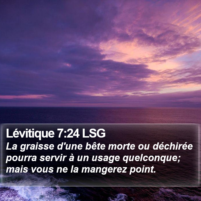 Lévitique 7:24 LSG Bible Study