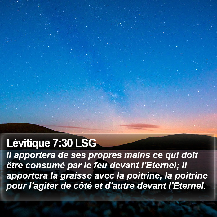 Lévitique 7:30 LSG Bible Study