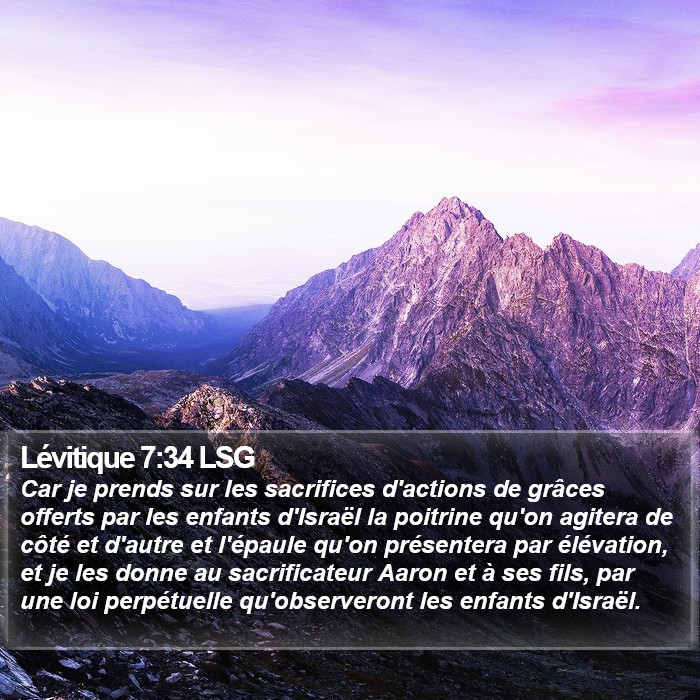 Lévitique 7:34 LSG Bible Study