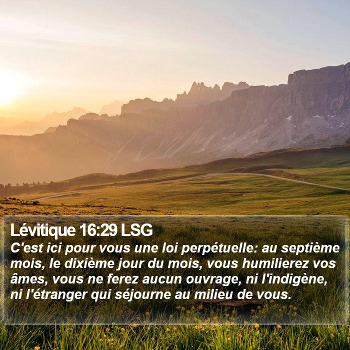 Lévitique 16:29 LSG Bible Study