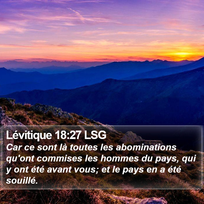 Lévitique 18:27 LSG Bible Study