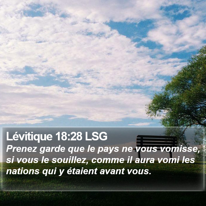 Lévitique 18:28 LSG Bible Study