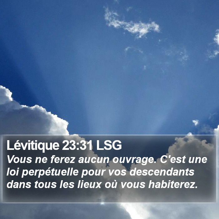 Lévitique 23:31 LSG Bible Study