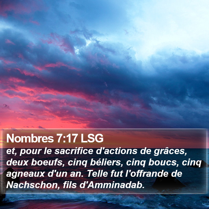 Nombres 7:17 LSG Bible Study