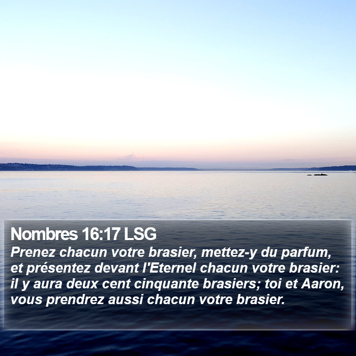Nombres 16:17 LSG Bible Study