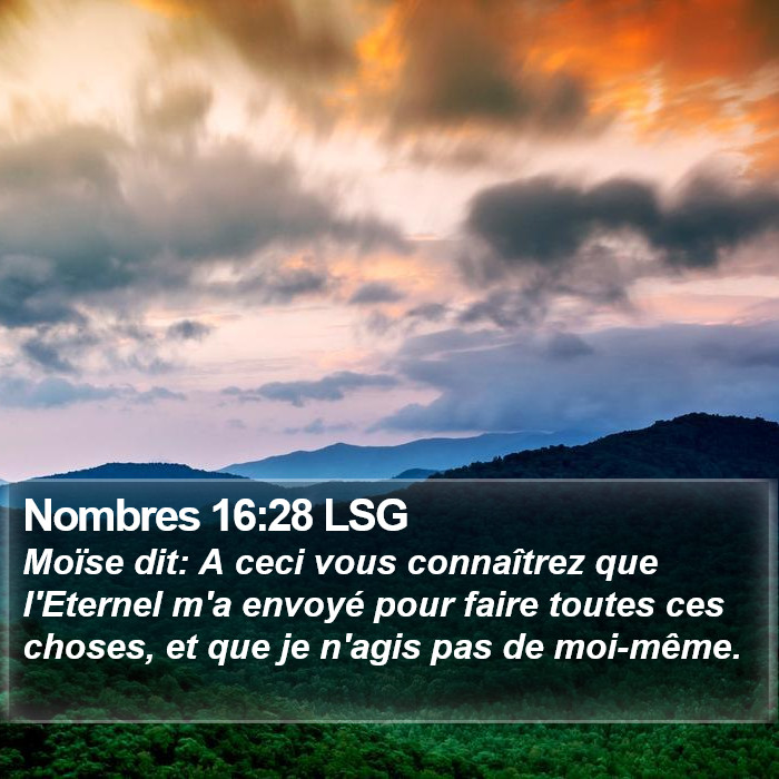 Nombres 16:28 LSG Bible Study