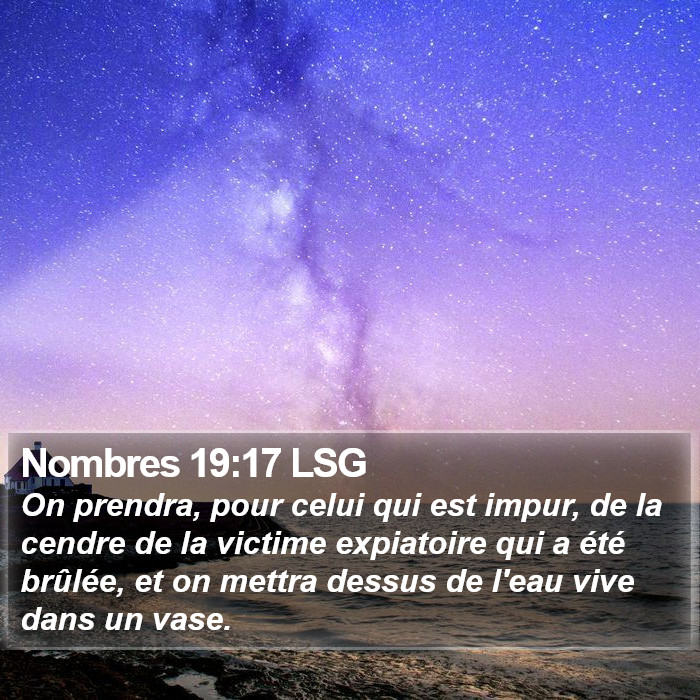 Nombres 19:17 LSG Bible Study