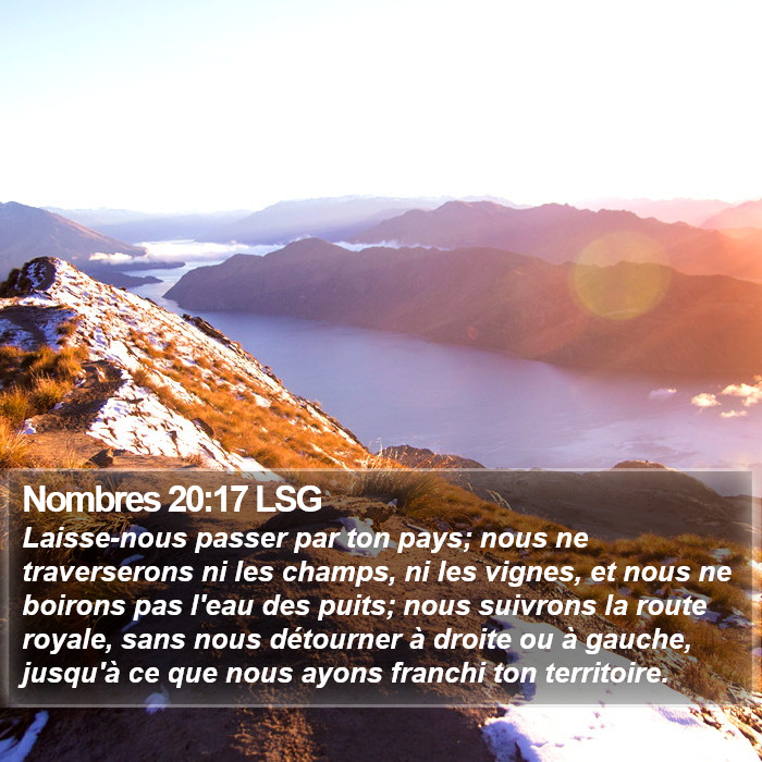 Nombres 20:17 LSG Bible Study