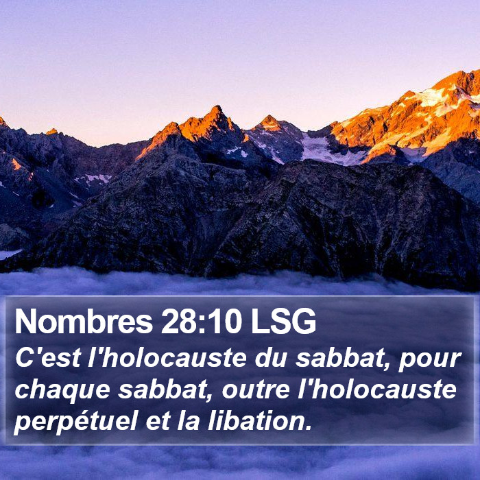 Nombres 28:10 LSG Bible Study