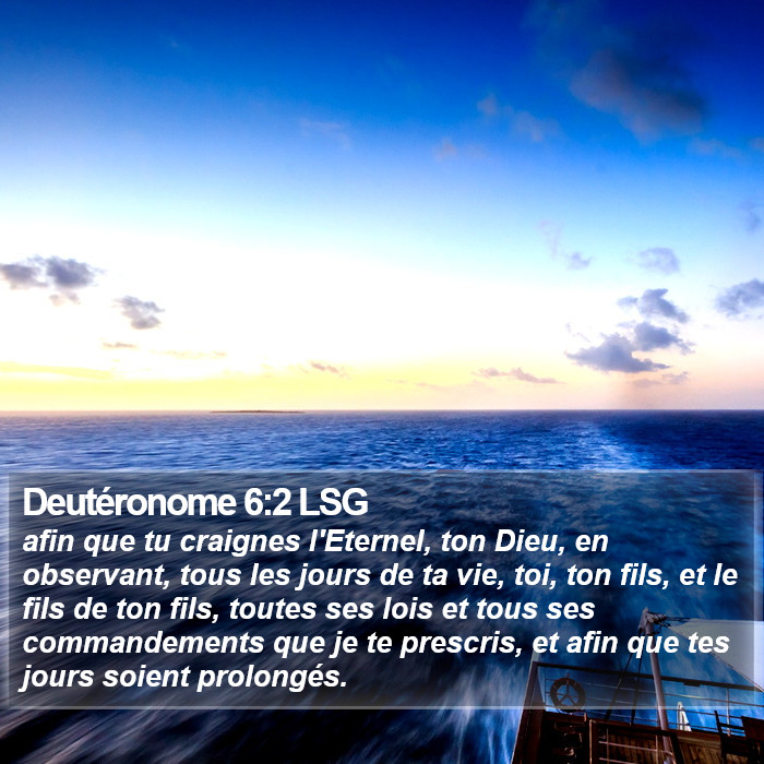 Deutéronome 6:2 LSG Bible Study