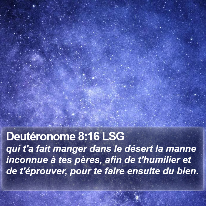 Deutéronome 8:16 LSG Bible Study