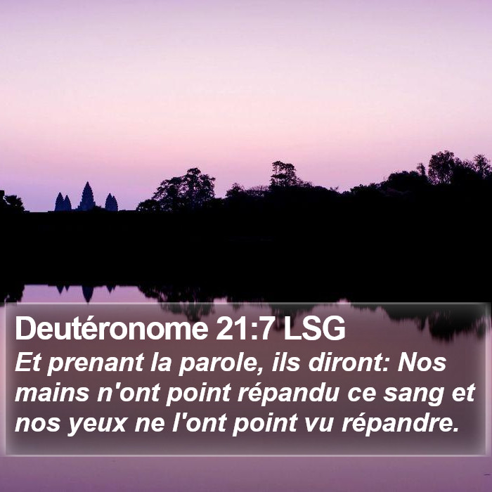 Deutéronome 21:7 LSG Bible Study