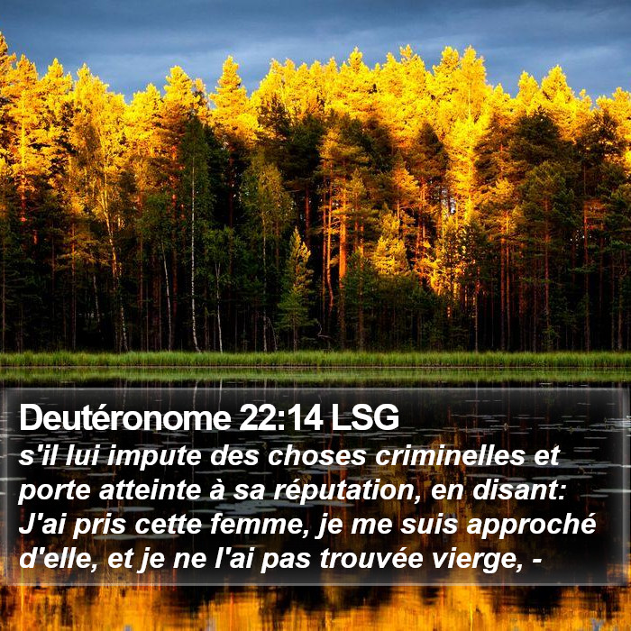 Deutéronome 22:14 LSG Bible Study