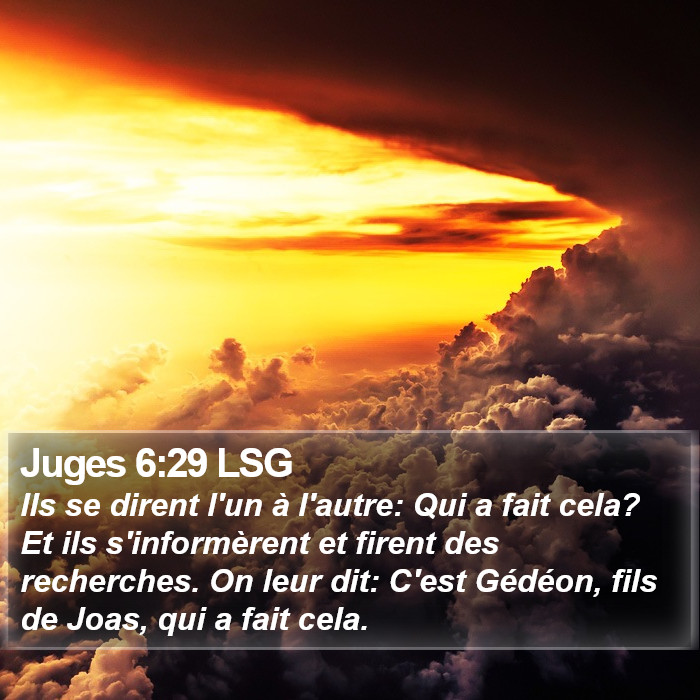 Juges 6:29 LSG Bible Study