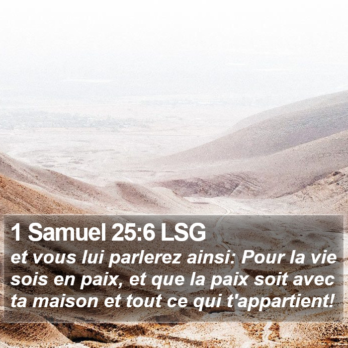 1 Samuel 25:6 LSG Bible Study