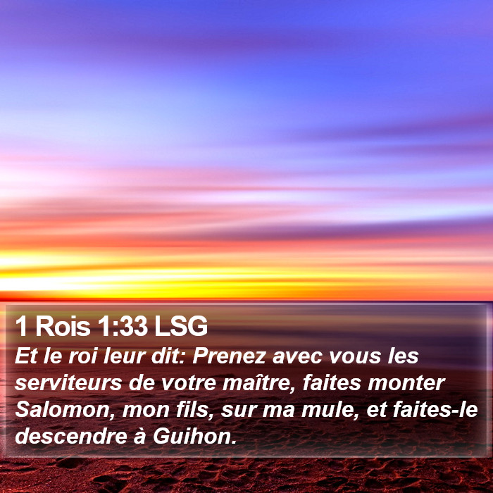 1 Rois 1:33 LSG Bible Study