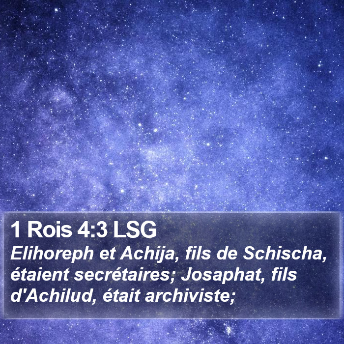1 Rois 4:3 LSG Bible Study
