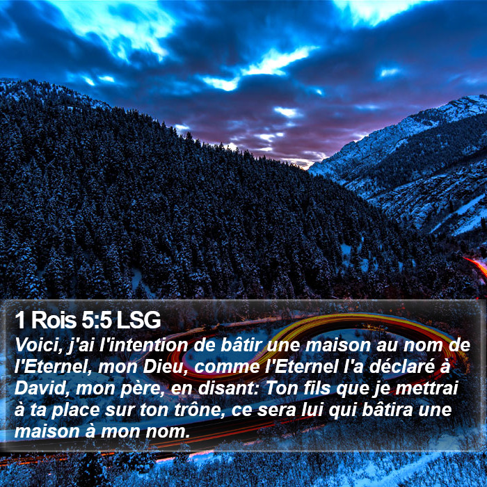 1 Rois 5:5 LSG Bible Study