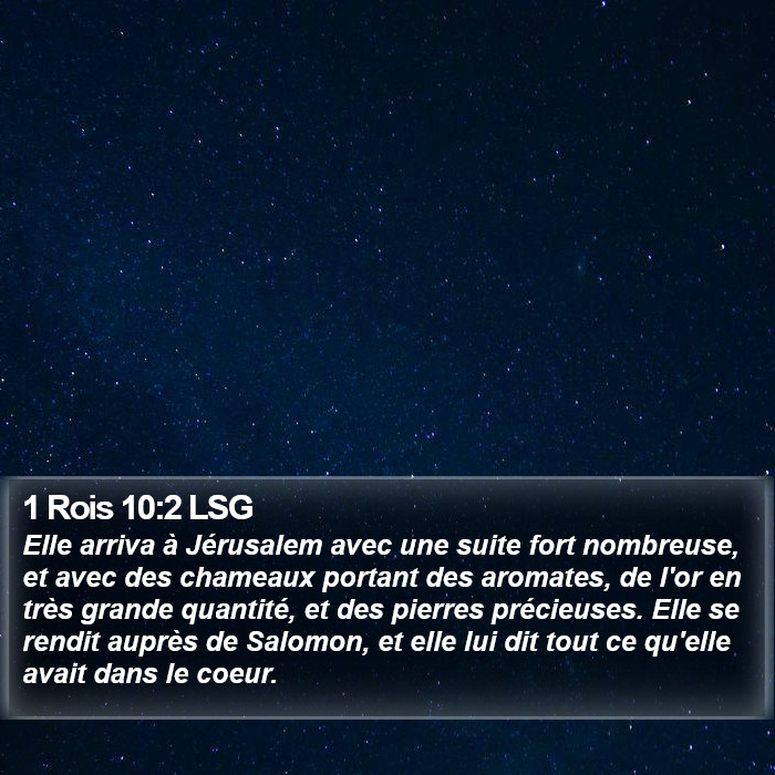 1 Rois 10:2 LSG Bible Study