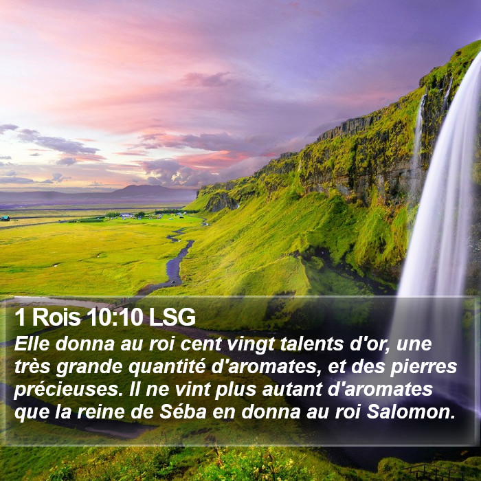 1 Rois 10:10 LSG Bible Study