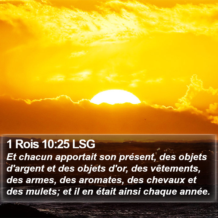 1 Rois 10:25 LSG Bible Study