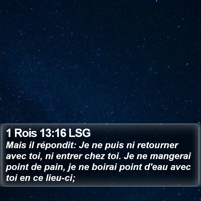 1 Rois 13:16 LSG Bible Study