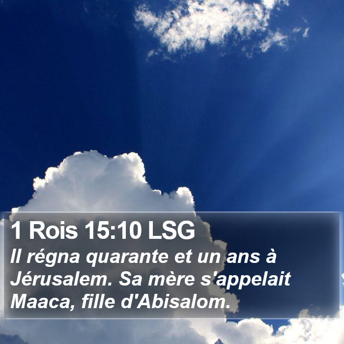 1 Rois 15:10 LSG Bible Study