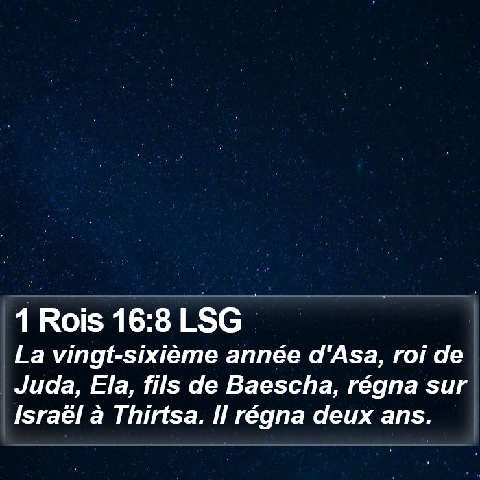 1 Rois 16:8 LSG Bible Study