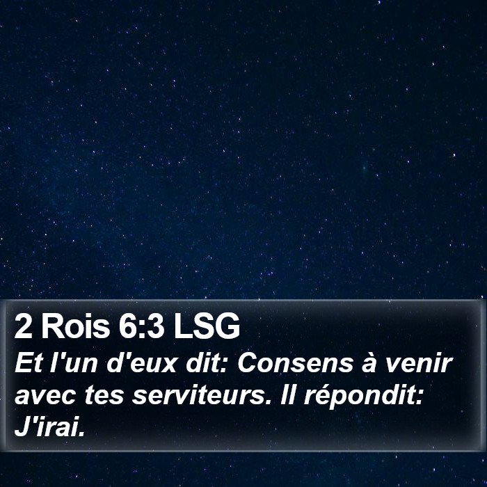 2 Rois 6:3 LSG Bible Study