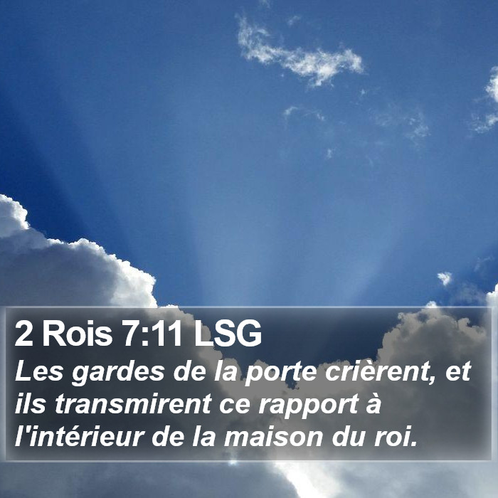 2 Rois 7:11 LSG Bible Study